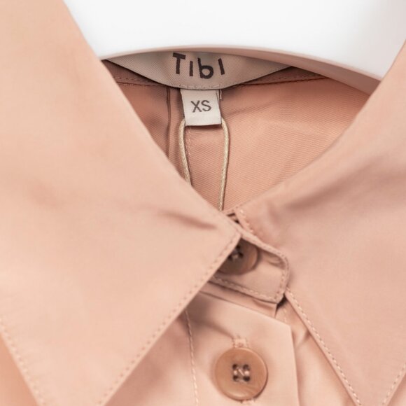 Tibi Toffee Italian Sporty Nylon Cocoon-Back Buttoned Shirt - Picture 8 of 10